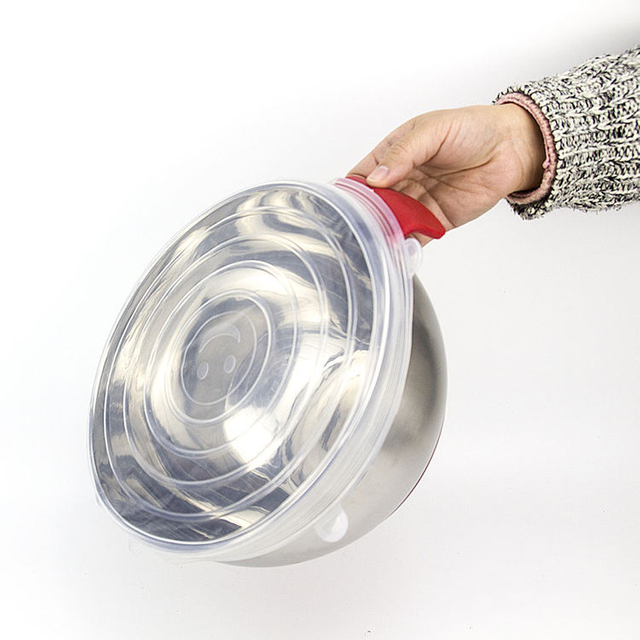 Fond antidérapant en métal en acier inoxydable légumes fruits conservation des aliments grand saladier avec couvercle extensible en silicone réutilisable