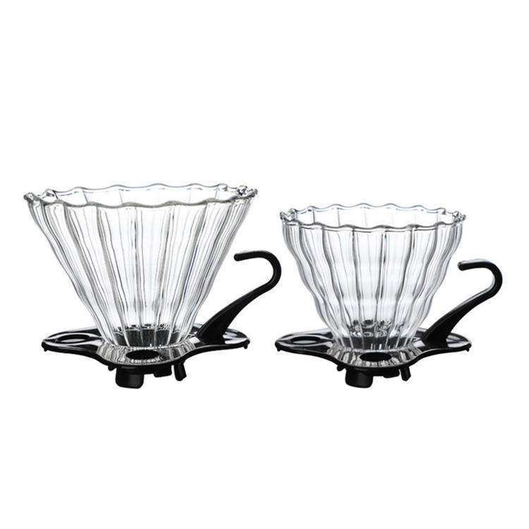 Hot Sell Coffee Dripper V60 Filtre à café en verre résistant à la chaleur pour Barista Coffee Brewing Cup 2-4Cups