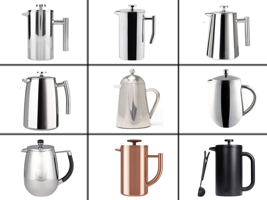 Presse à café lavable au lave-vaisselle Cafetière en acier inoxydable 304 à double paroi durable sans marc de café presse française