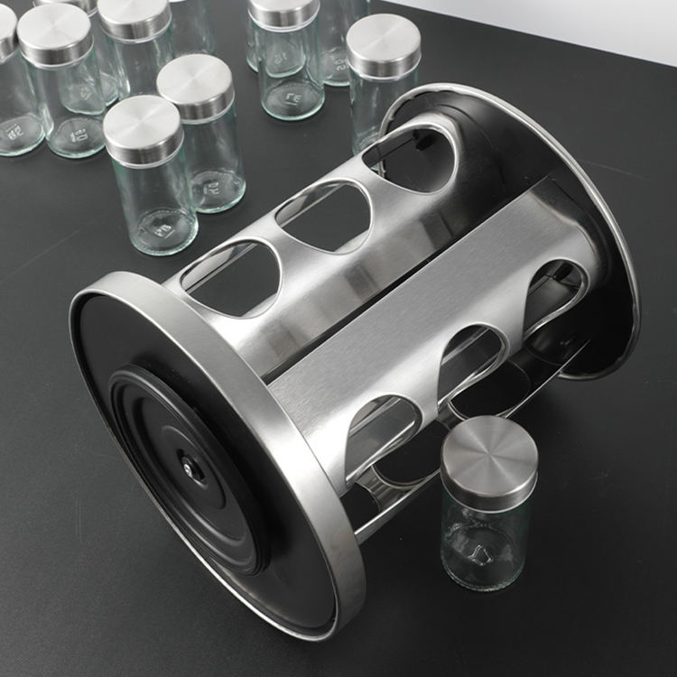 Ventes directes d'usine Vente chaude Amazon Bouteille d'assaisonnement en verre Étagère rotative Ensemble de pots d'assaisonnement