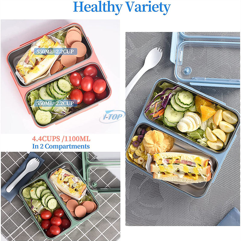 Vente en gros Adultes Enfants Leakproof Lunch Bento Box conteneur de stockage des aliments 304 Boîte à Lunch en Acier Inoxydable avec Couvercle