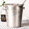 Seau à glace isolé en acier inoxydable à double paroi argenté avec logo personnalisé Barware avec couvercle et pince