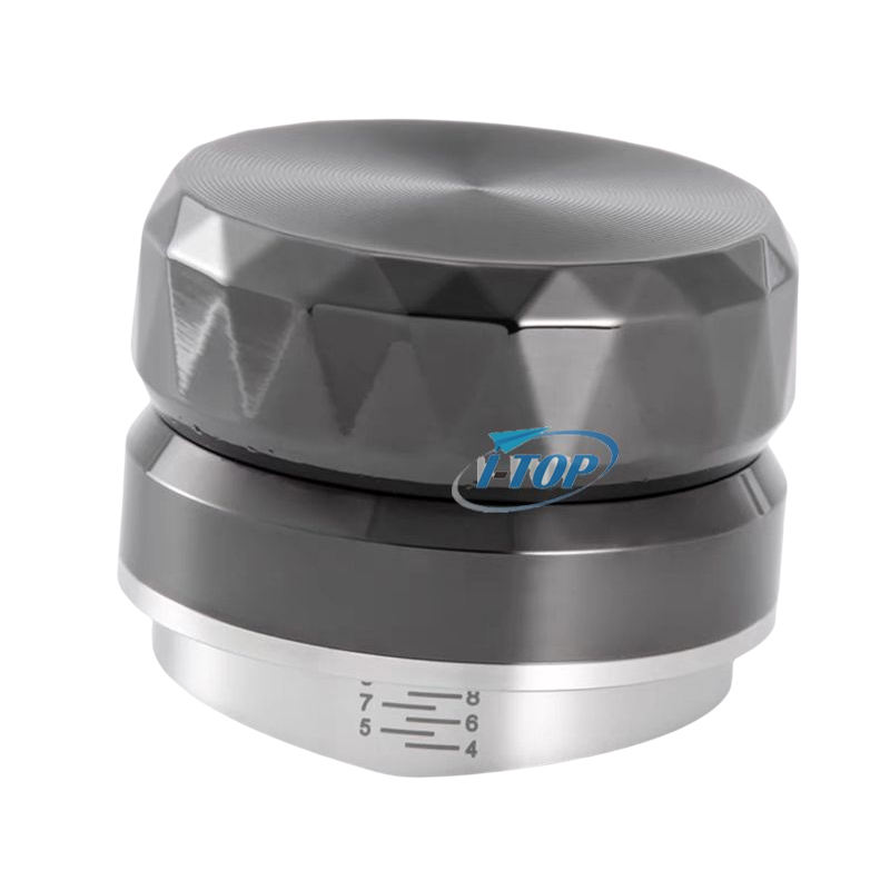 Distributeur de café réglable bleu métallique Base en acier inoxydable 304 pour lisser le niveleur de café en poudre de café