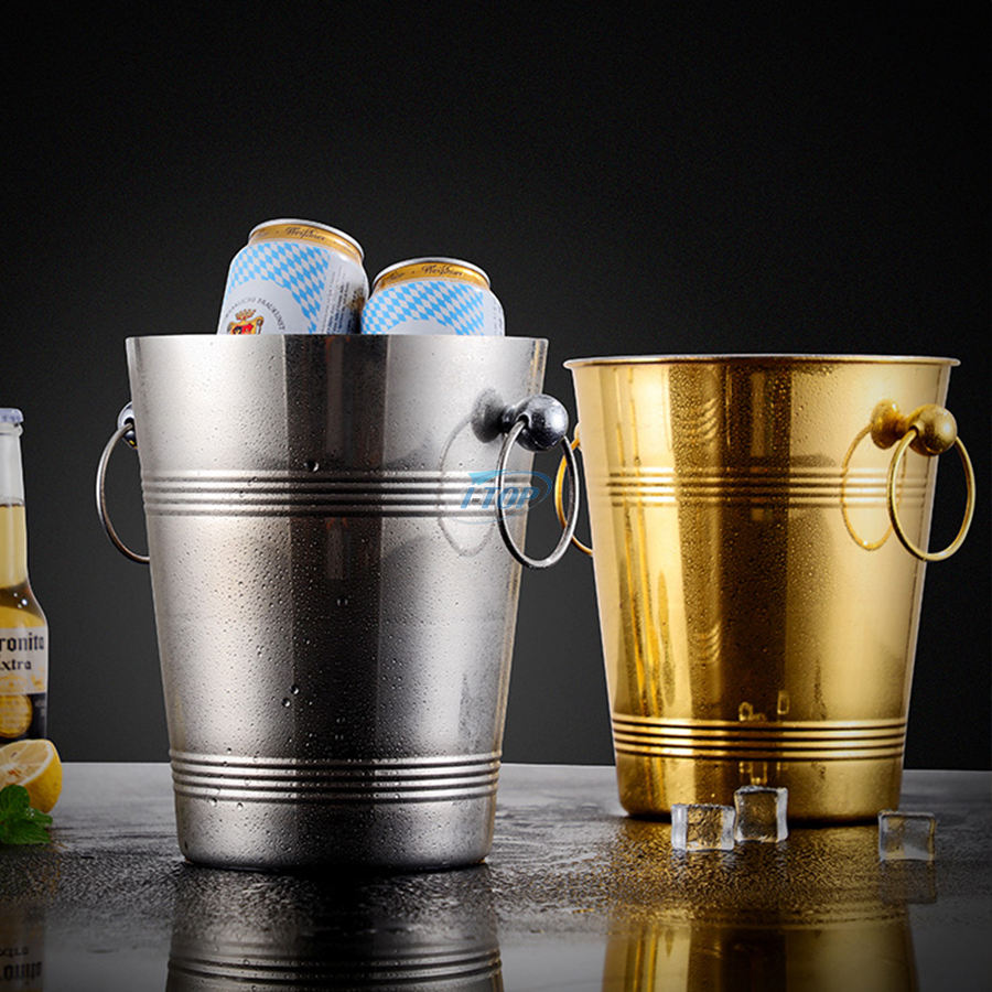 Seau à glace à double paroi en acier inoxydable isolé de style classique de 3 pintes pour les fêtes et le bar