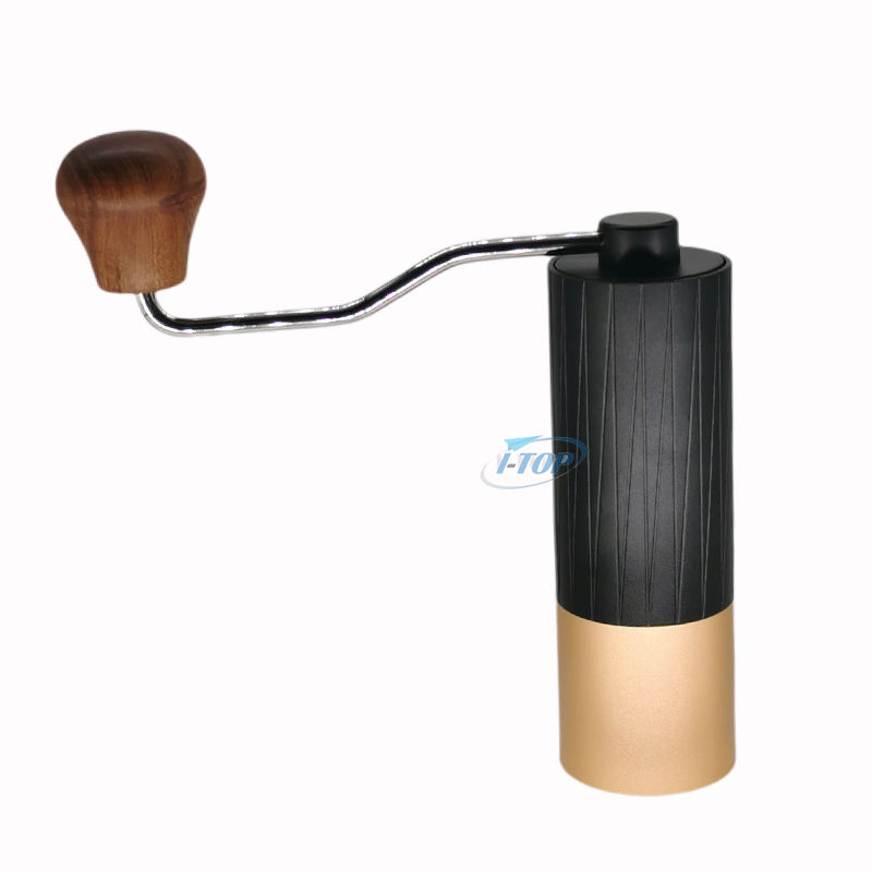 Mini moulin à café manuel portable en acier inoxydable avec manche en bois