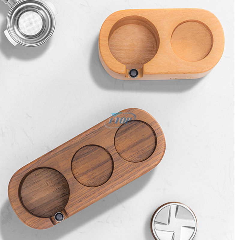 Tapis de bourrage expresso en bois Porte-filtre à café en bois avec bourrage à café et distributeur Espresso Knock Box pour la cuisine