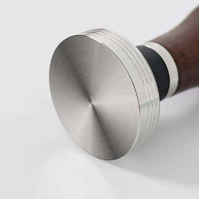Presse à expresso portable en acier inoxydable avec manche en bois pour marc de café