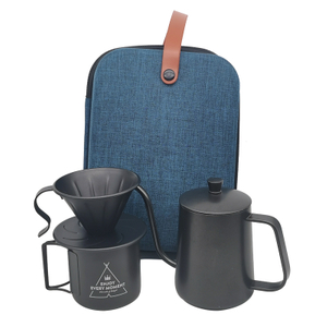 Coffret cadeau de voyage haut de gamme service à café et à thé manuel sac de voyage à main ensemble de cafetière verser sur le café goutte à goutte bouilloirepopulaire