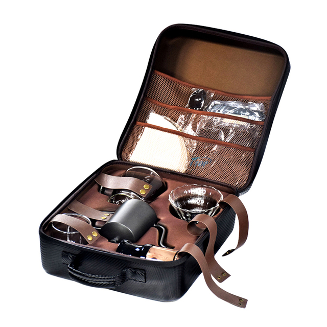 Fabricant Hand Brew Pot Logo personnalisé Portable Outdoor Camping Travel Gift Box Maker Drip Verser Over V60 Coffee Kit Coffee Set