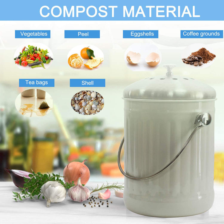 Seau de bac à compost de cuisine d'intérieur vert menthe