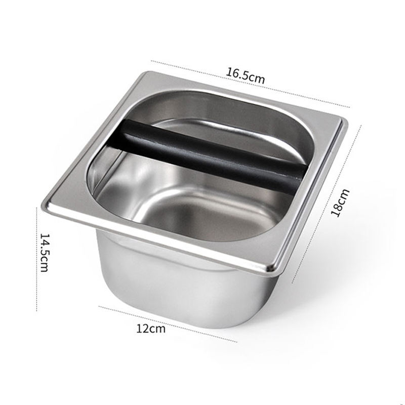 Ecocoffee Rectangulaire En Acier Inoxydable Espresso Mini Grind Conteneur Café Knock Box / Espresso Dump Bin Grind Waste Bin