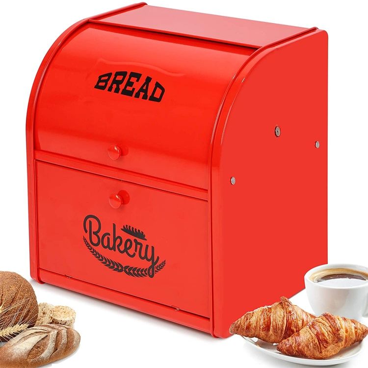 Boîte à pain en acier inoxydable la plus vendue pour les conteneurs de stockage de pain alimentaire de comptoir de cuisine