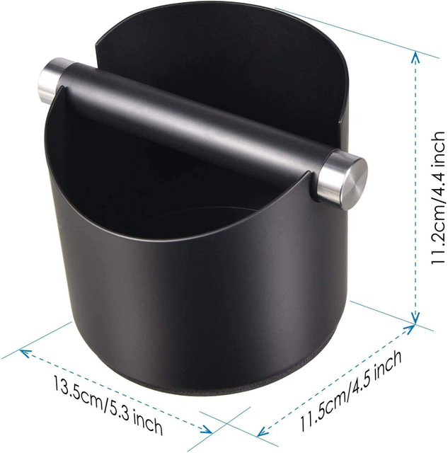 Coffee Knock Box, Black Espresso Knock Box avec Knock Bar Amovible Et Base Antidérapante Passe Au Lave-Vaisselle, Acier Inoxydable
