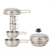 Transfrontalier en plein air alpinisme portable 5 pièces pot camping pique-nique barbecue voyage pêche en acier inoxydable tasses et bols t