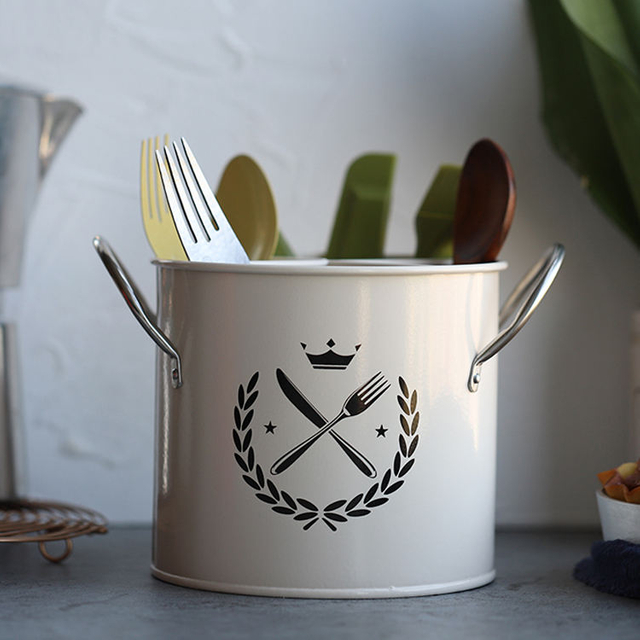 Style campagnard américain rétro vaisselle baguettes cage vidange couteau fourchette cuisine fournitures de cuisson baril de stockage