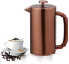 Cafetière à presse française, comprend une cuillère à clip !Résistant aux empreintes digitales, acier inoxydable isolé à double paroi, grand 4 tasses