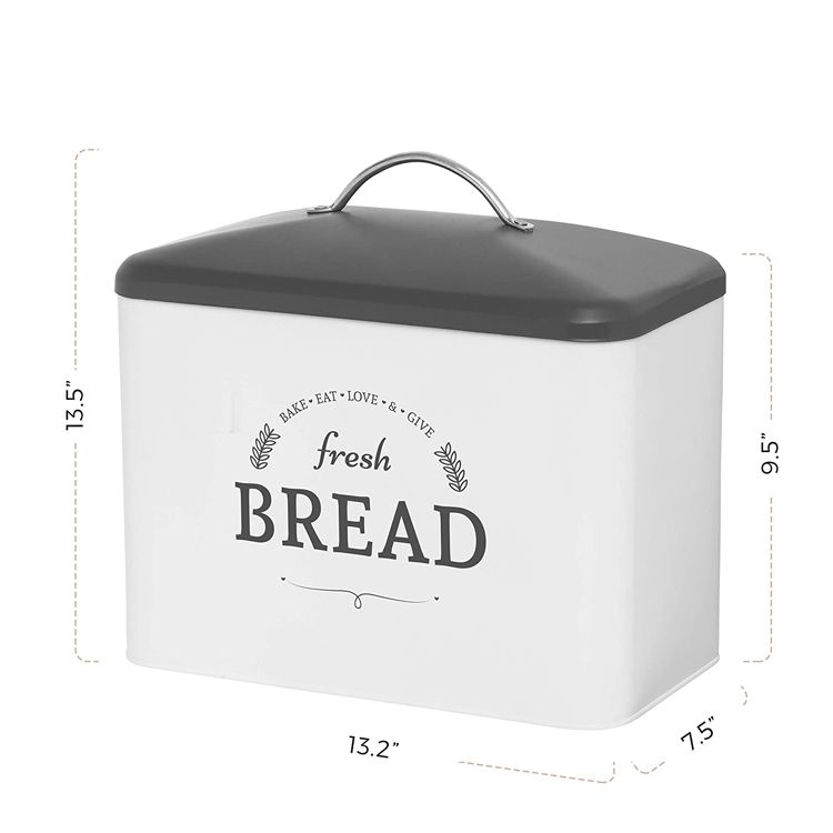 Boîte de rangement des aliments en acier inoxydable personnalisée directe d'usine en gros bac à pain de nouveauté blanche unique