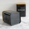 Récipient de stockage de nourriture de cuisine de récipient de sucre de café de thé en métal de haute qualité réglé avec le pot de couvercle en bois
