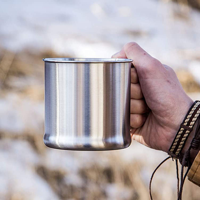 Mousqueton tasse en gros double paroi en acier inoxydable tasse à café gobelets de camping avec mousqueton tasse