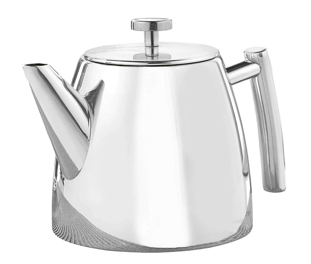 Bouilloire à thé en satin résistant à la chaleur de 1,2 L Théière en acier inoxydable à double paroi avec infuseur