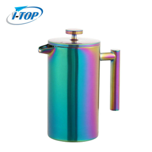 Rainbowl Peinture French Press Passe au lave-vaisselle Double paroi en acier inoxydable Coffee French Press