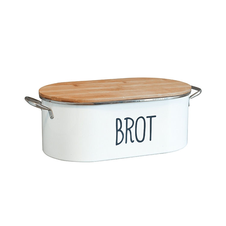 Rectangle En Acier Inoxydable Pain Bac De Rangement Cuisine De Bureau En Métal Alimentaire Boîte À Pain Avec Couvercle En Bambou