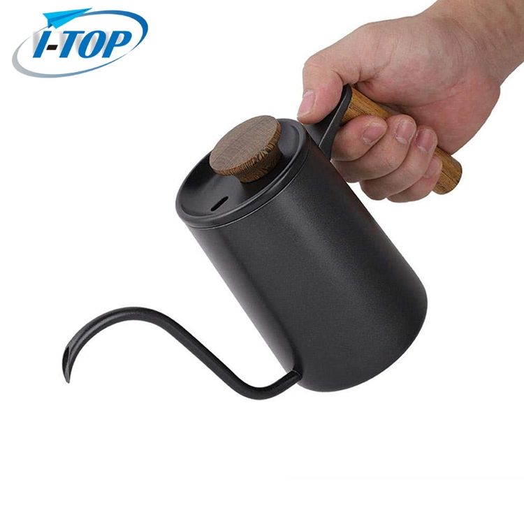 Pot à col de cygne en acier inoxydable de nouvelle conception versez sur le pot d'eau de thé de bouilloire de café d'égouttement