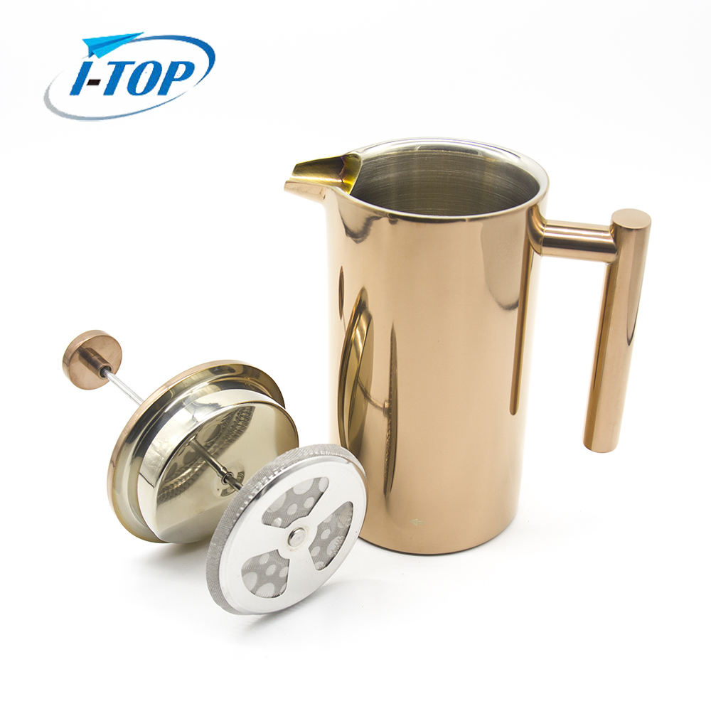 304 nouveau design isolé cafetière française en métal à double paroi