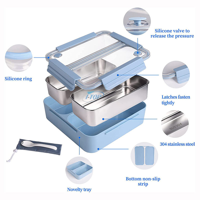 Vente en gros Adultes Enfants Leakproof Lunch Bento Box conteneur de stockage des aliments 304 Boîte à Lunch en Acier Inoxydable avec Couvercle