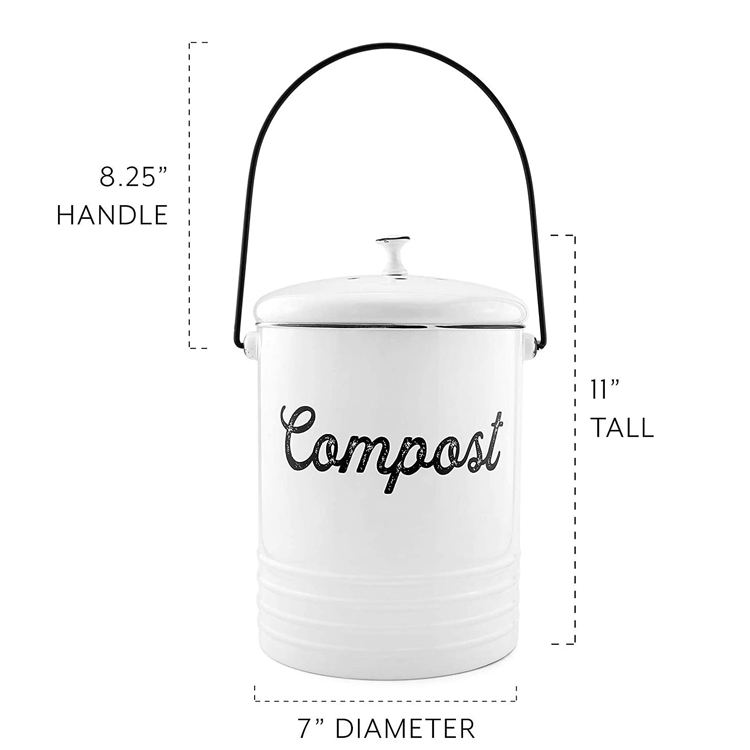 Composteur de 1,3 gallons pour comptoir de cuisine antirouille intérieur sans odeur filtres bac à compost avec couvercle