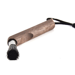 Brosse à café professionnelle, brosse à moulin à café à poils naturels, brosse à expresso à manche en noyer avec lanière pour Barista