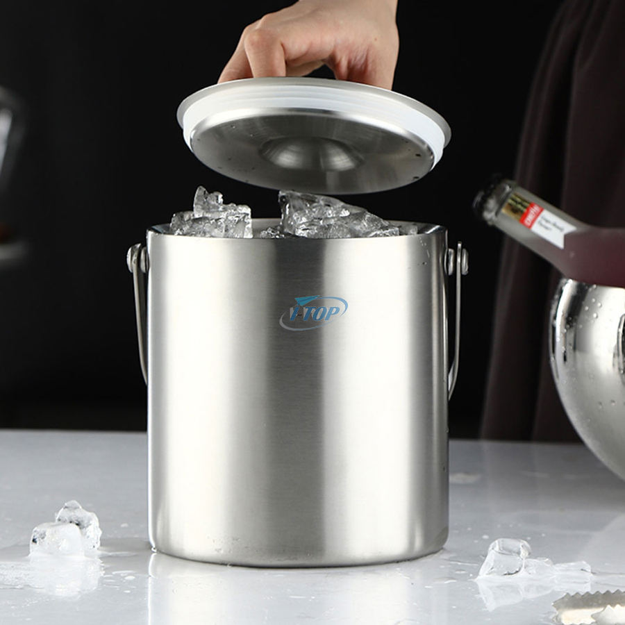 Seau en métal argenté en gros 3L galvanisé refroidisseur de boisson seau à vin seau à glace