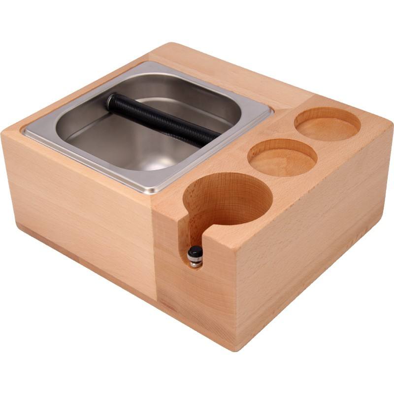 Espresso Knock Box, Boîte 4 en 1 Compatible avec les Accessoires Espresso de 58 mm, avec Boîte à Frapper Amovible en Acier Inoxydable de 1,5 L,
