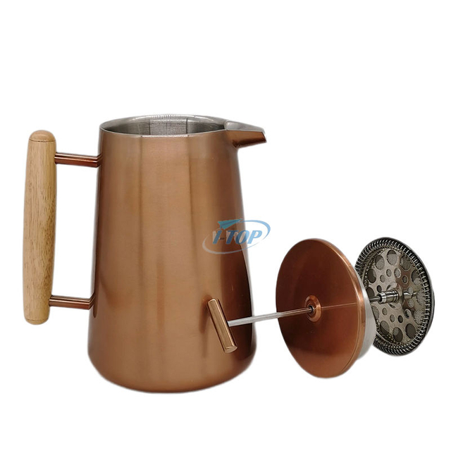 Cafetière à piston en acier inoxydable de qualité 304 34 oz (1 litre) avec système de filtration à 4 niveaux Presse à café à double paroi