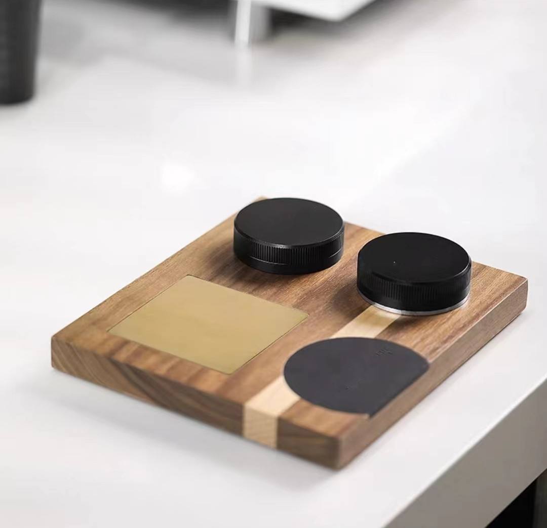 Boîte de rangement d'accessoires de Base de tasseur expresso Compatible avec toutes les tailles d'accessoires de marque Espresso Station de bourrage en noyer