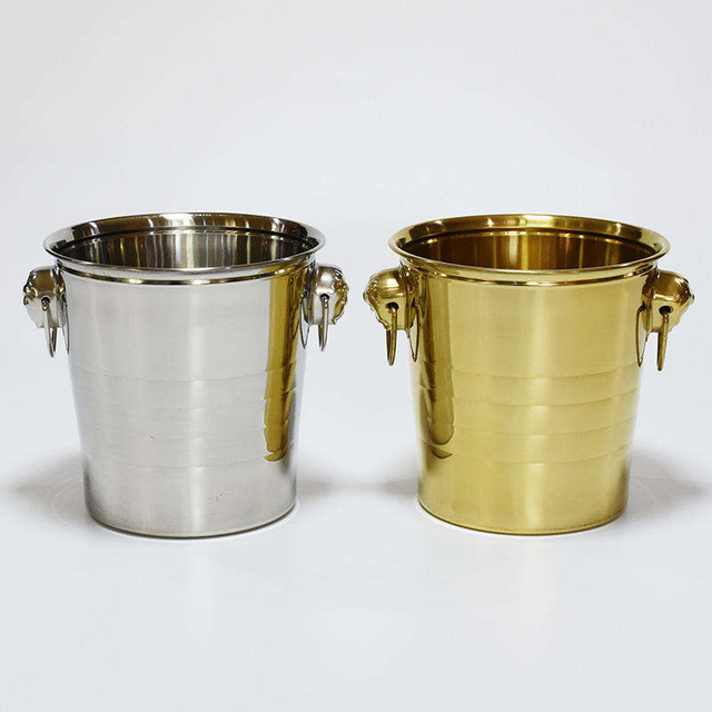 Seau à glace à double paroi en métal avec couvercle, pince à glace et passoire Seau à glace isolé 3L pour bar à cocktails, vin, accessoires de bar