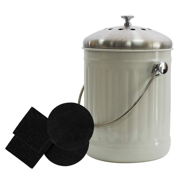 Seau de bac à compost de cuisine d'intérieur vert menthe