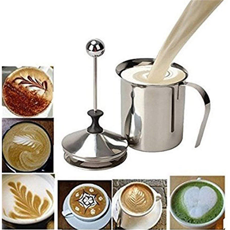 Mousseur à lait HomeGoal en acier inoxydable manuel mousseur à lait portable café lait mousseur pichets