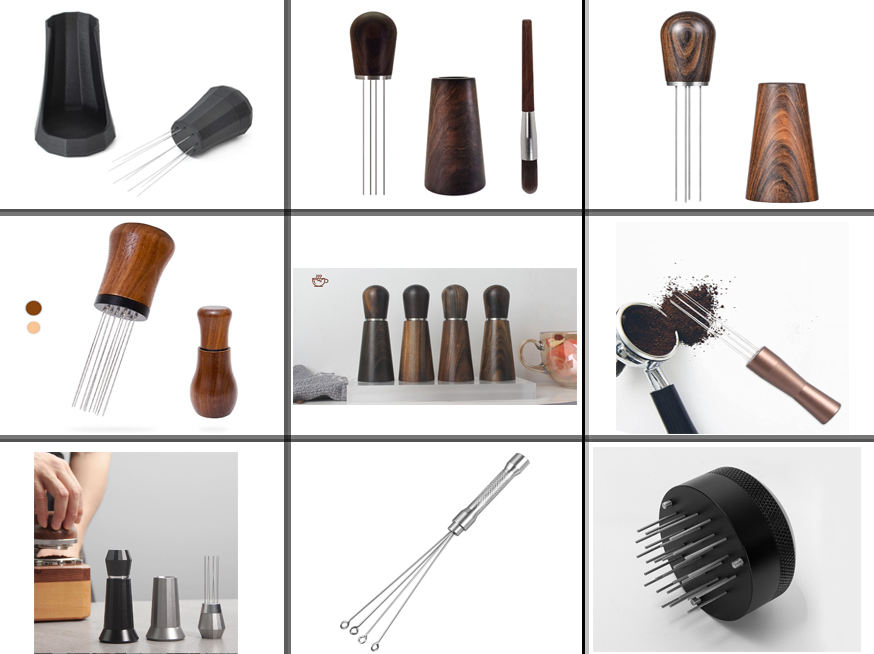 WDT Tool Agitateur à café expresso professionnel Barista 0,4 mm Outil de distribution d'aiguilles avec support