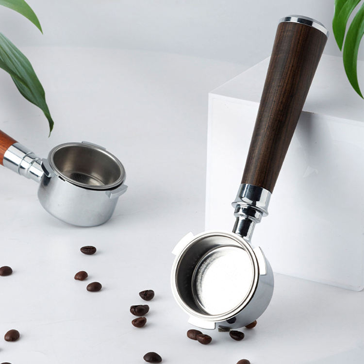 Porte-filtre sans fond pour café Barista 51/54/58MM avec manche en bois