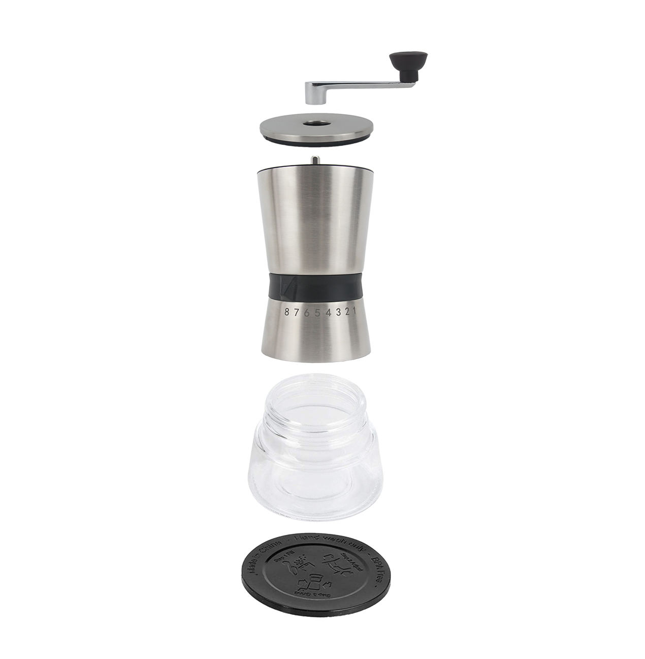 Moulin à café manuel italien portable de voyage Moulin à café à manivelle à double paroi avec réglage de finesse réglable