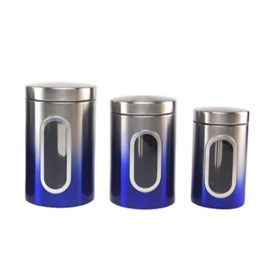 Ensembles de bidons hermétiques de cuisine uniques en acier inoxydable métal café thé sucre de qualité alimentaire voir à travers un pot de stockage de luxe