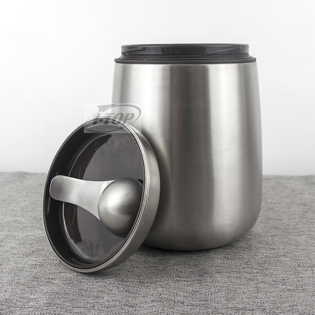 Boîte à café en métal Amazon Top Seller en acier inoxydable avec couvercle hermétique