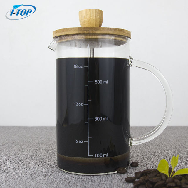 I-TOP GFP15 Haute Qualité Commerciale Goutte À Goutte En Acier Inoxydable Presse À Expresso Cafetière Résistant À La Chaleur Français Presse 350 ml Verre