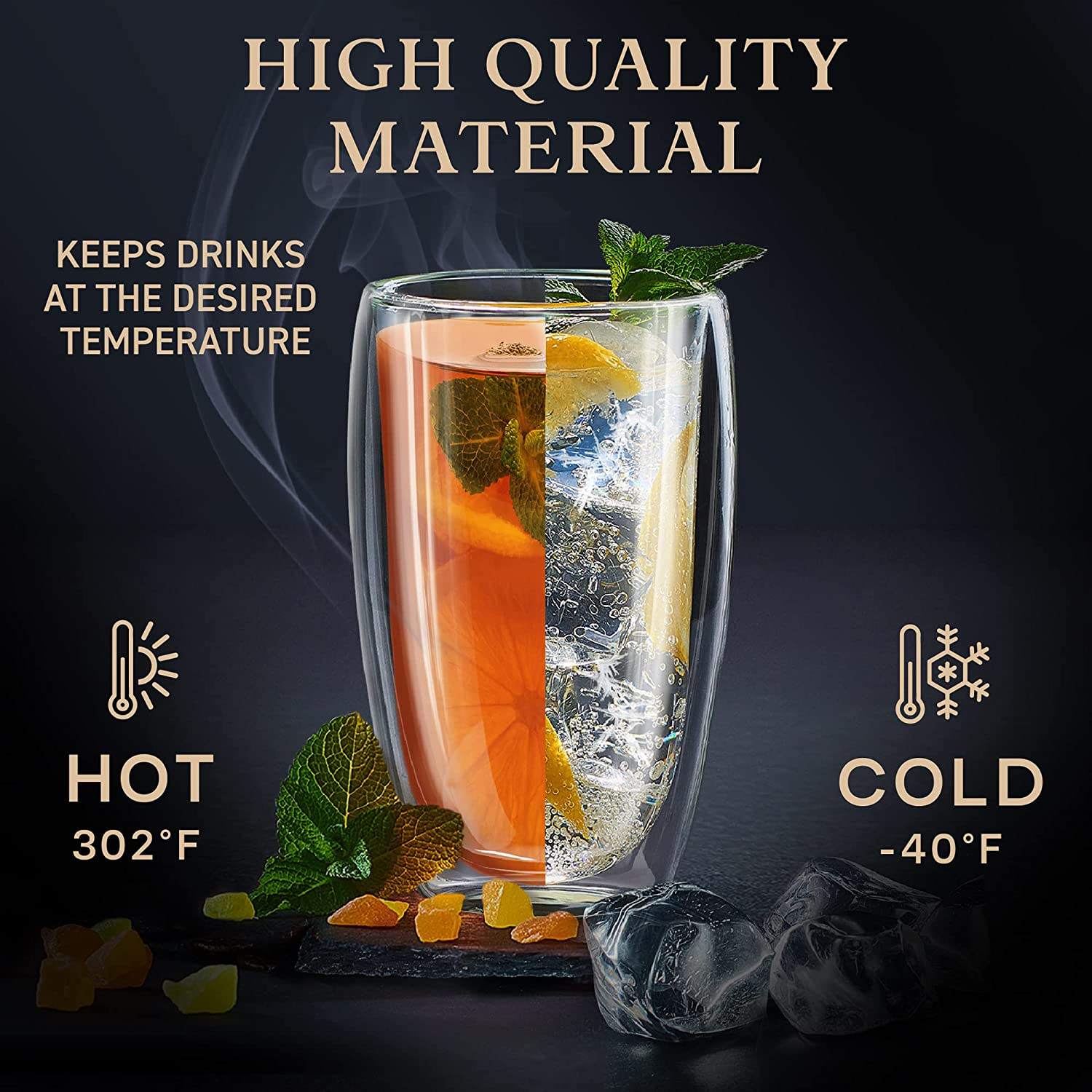 Tasses à café en verre ensemble tasses isolées à Double paroi grandes tasses pour thé Latte Cappuccino borosilicate tasses en verre transparent