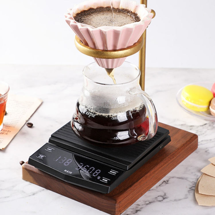 Balance à café numérique avec minuterie CestMall 3kg/0.1g haute LED écran caché USB Rechargeable plaque métallique balance de cuisine