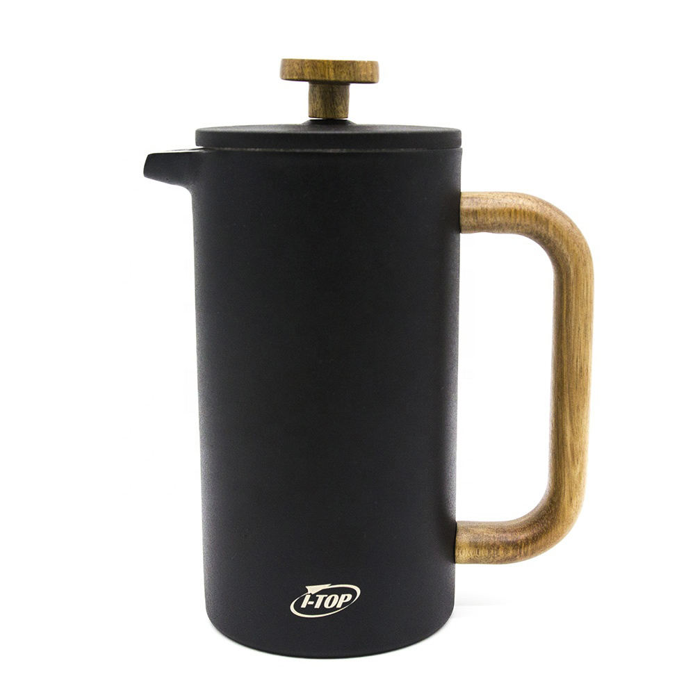 Presse française à café à double paroi argentée allant au lave-vaisselle pour bureau à domicile