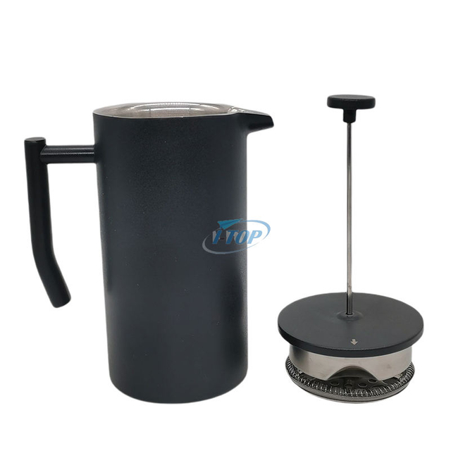 Presse française en acier inoxydable de style classique 34 oz Cafetière à double paroi isolée Presse française avec poignée incurvée
