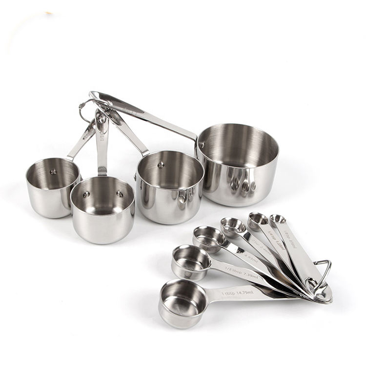 Vente en gros Cuisine Cuisson Cuisson Utilise Or Rose Robuste Miroir En Acier Inoxydable Poli Cuillères À Mesurer Et Tasses Ensemble 2 acheteur