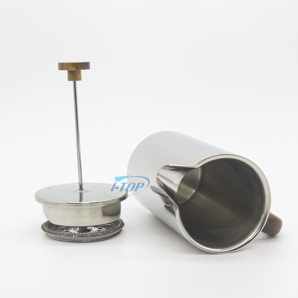 Nouvelle cafetière à double paroi isolée en métal pour presse française